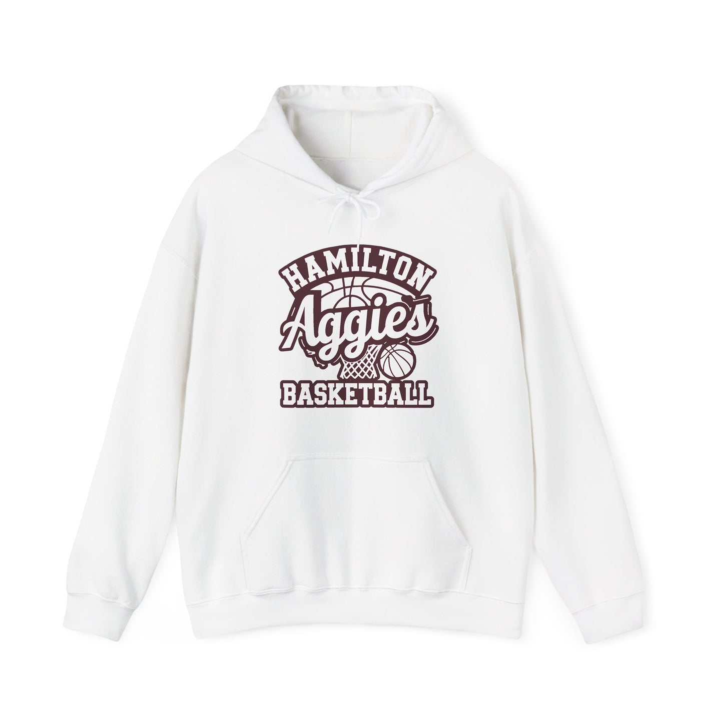 Adult Hoodie Sweatshirt \ Hamilton Aggies Basketball \ HABBG1