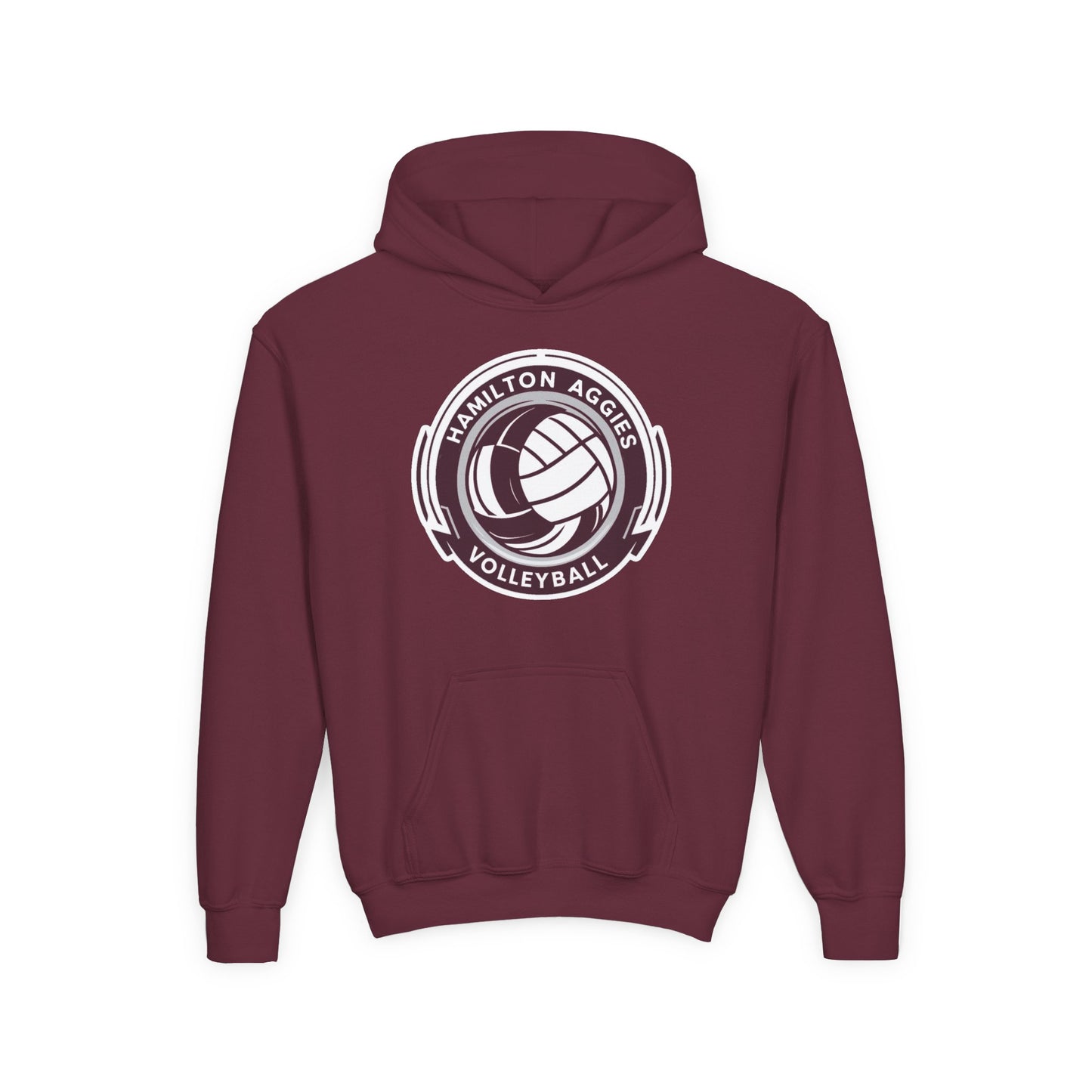 Youth Hoodie Sweatshirt \ Hamilton Aggies Volleyball \ HAV1
