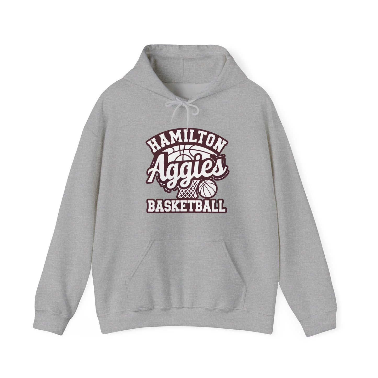 Adult Hoodie Sweatshirt \ Hamilton Aggies Basketball \ HABBG1