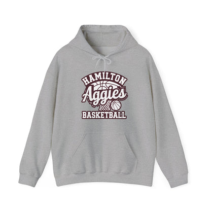 Adult Hoodie Sweatshirt \ Hamilton Aggies Basketball \ HABBG1