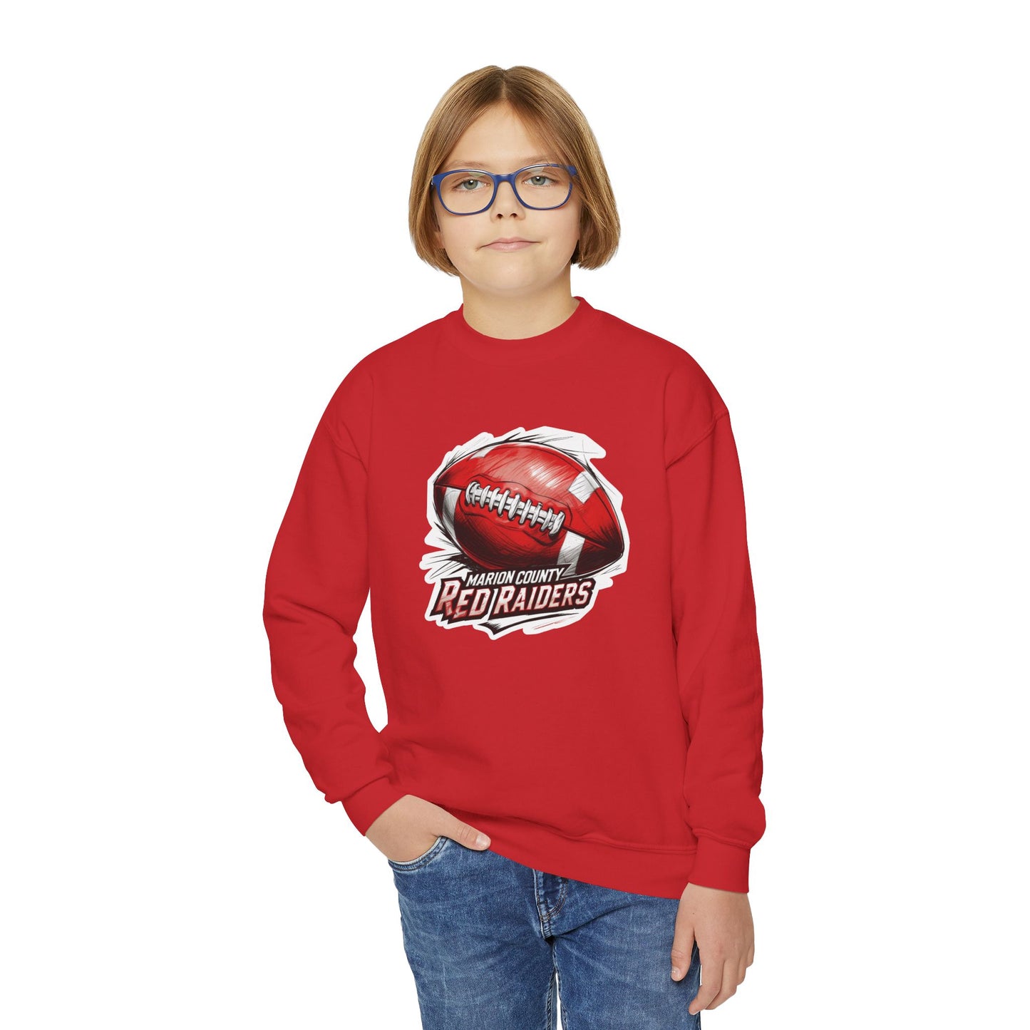 Youth Crewneck Sweatshirt \ Marion County Red Raiders Football \ MCF1