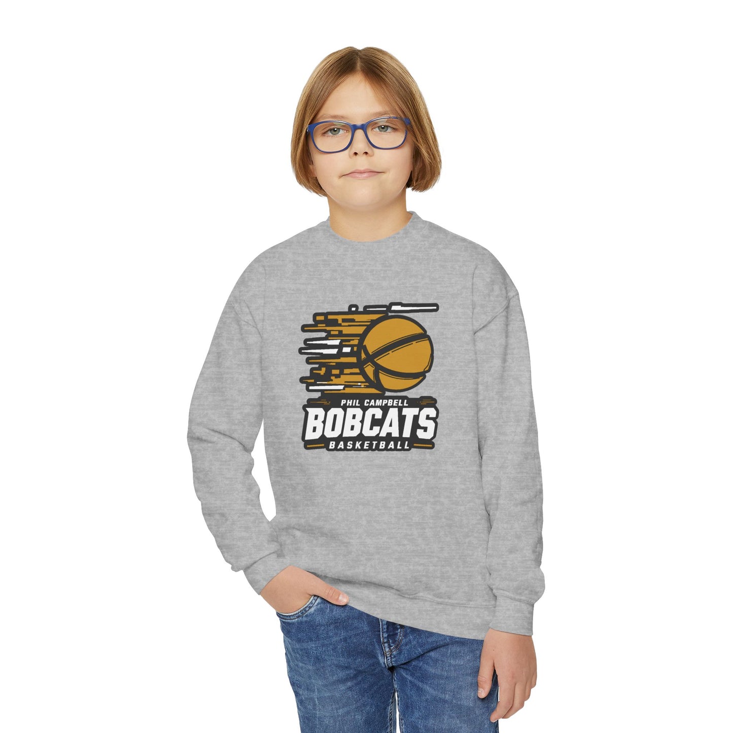 Youth Crewneck Sweatshirt \ Phil Campbell Bobcats Basketball \ PCBBK2