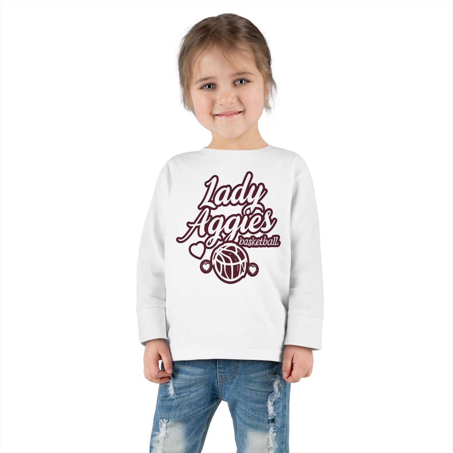 Toddler Long Sleeve Tee \ Hamilton Aggies Basketball \ HABBG2