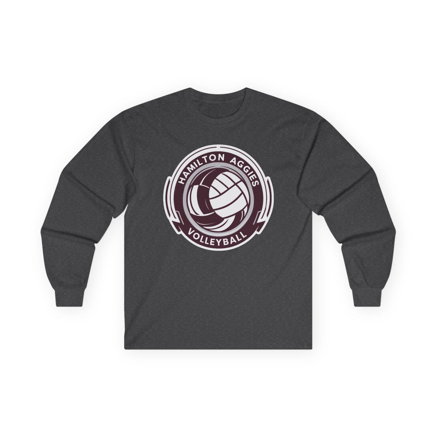 Adult Long Sleeve Tee \ Hamilton Aggies Volleyball \ HAV1