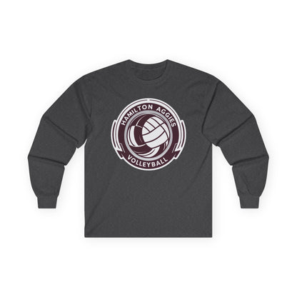 Adult Long Sleeve Tee \ Hamilton Aggies Volleyball \ HAV1