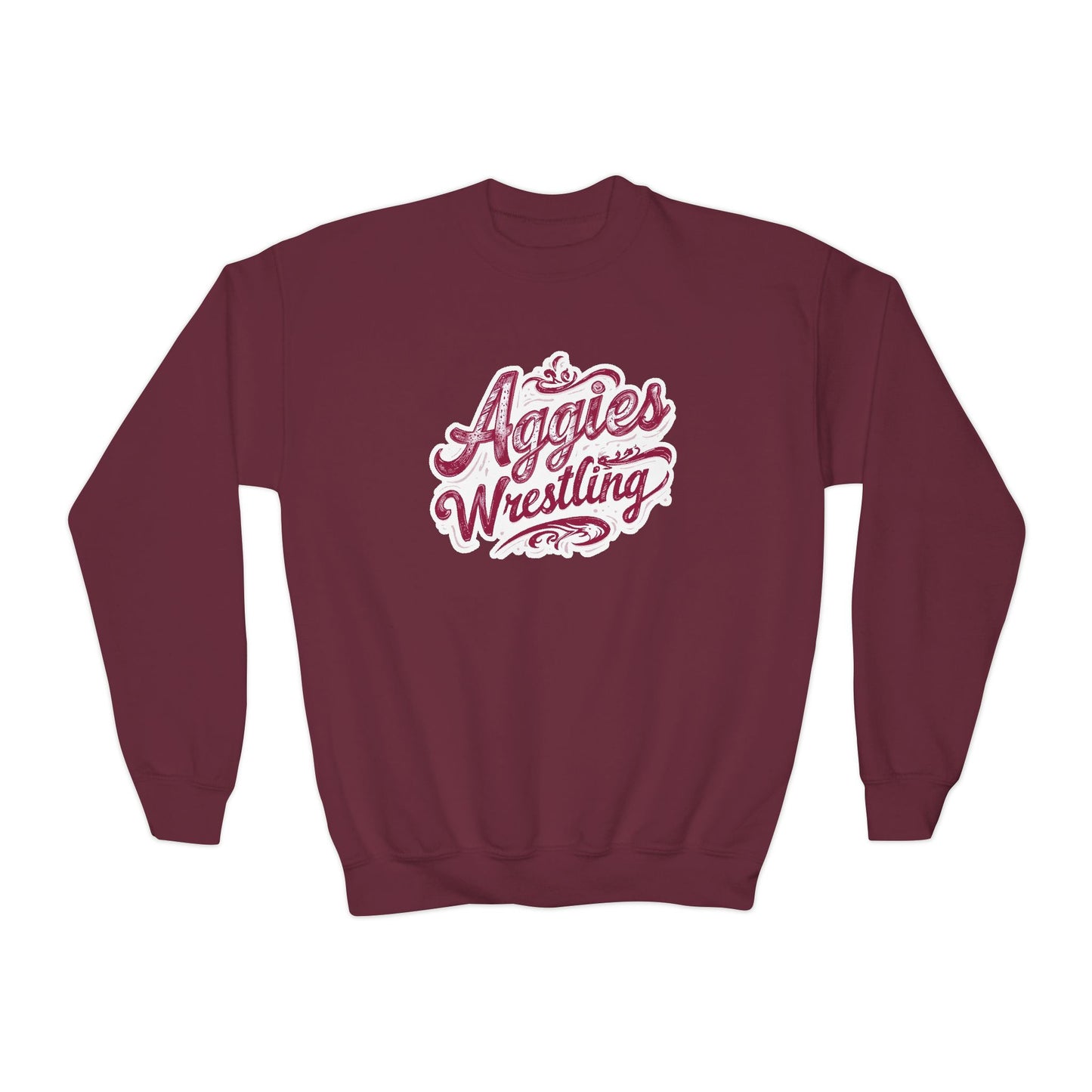 Youth Crewneck Sweatshirt \ Hamilton Aggies Wrestling \ HAWG2