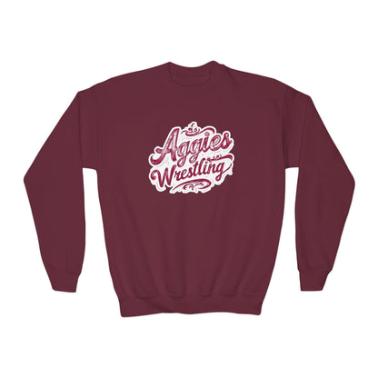 Youth Crewneck Sweatshirt \ Hamilton Aggies Wrestling \ HAWG2