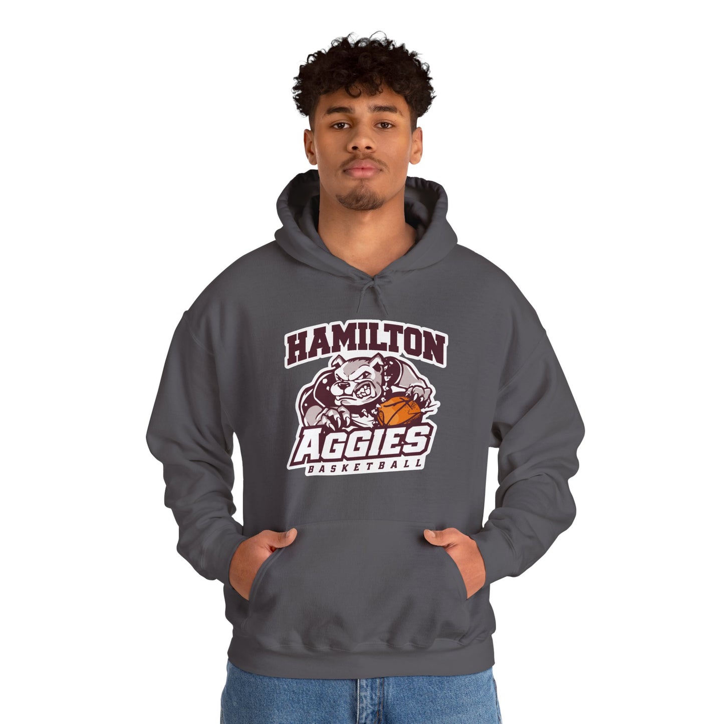 Adult Hoodie Sweatshirt \ Hamilton Aggies Basketball \ HABB1