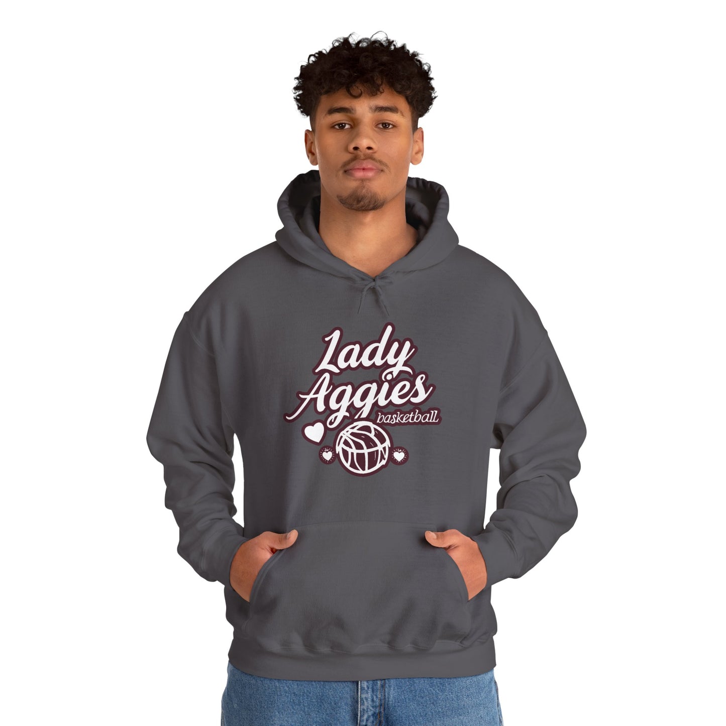 Adult Hoodie Sweatshirt \ Hamilton Aggies Basketball \ HABBG2