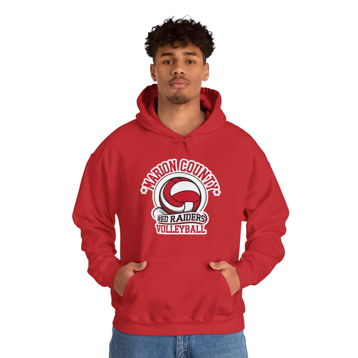 Adult Hoodie Sweatshirt \ Marion County Red Raiders Volleyball \ MCV1