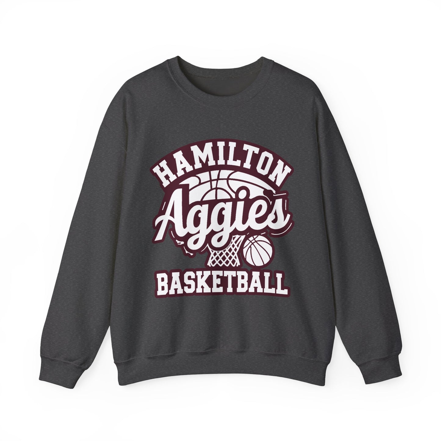 Adult Crewneck Sweatshirt \ Hamilton Aggies Basketball \ HABKG1
