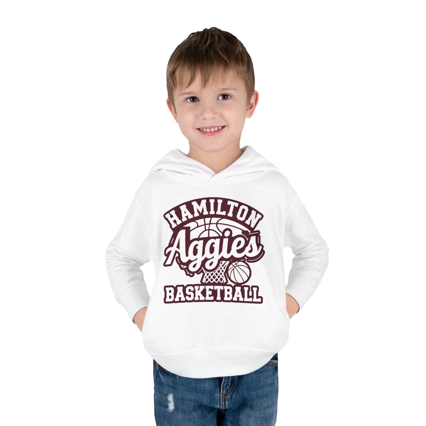 Toddler Hoodie Sweatshirt \ Hamilton Aggies Basketball \ HABBG1