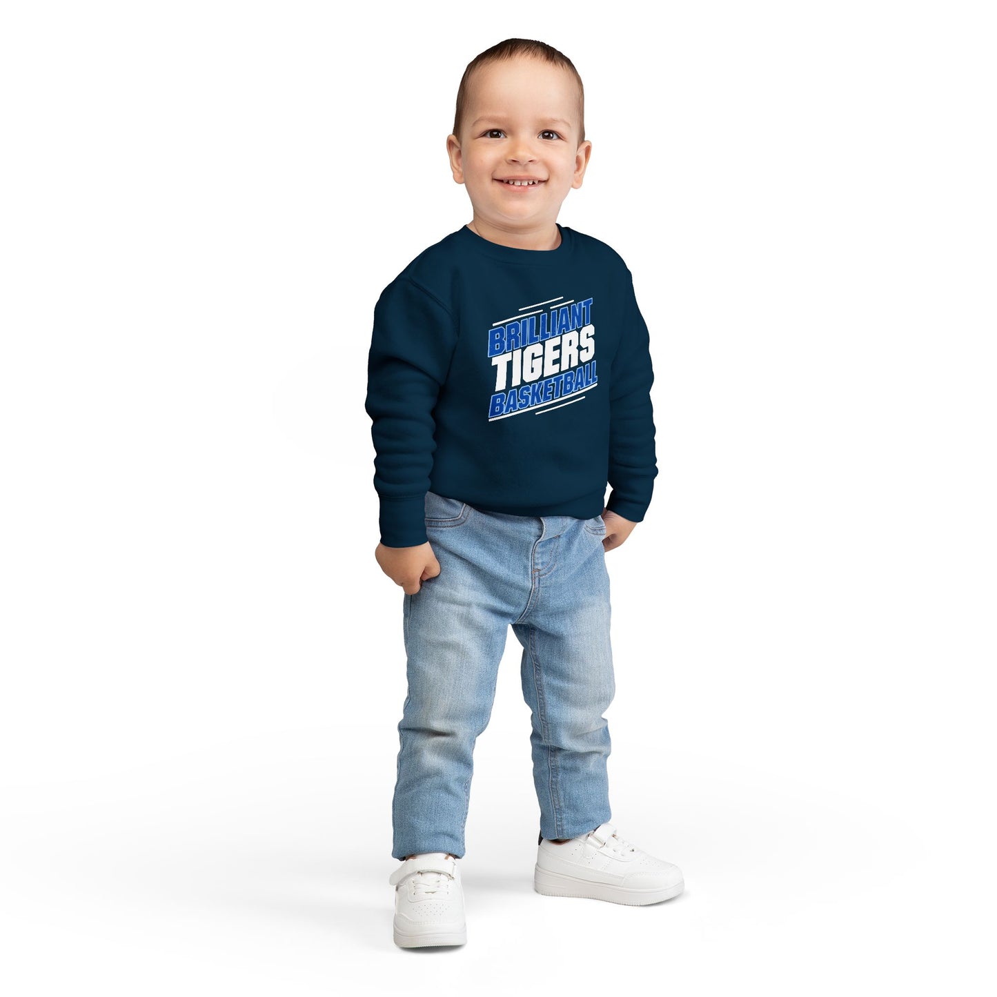 Toddler Crewneck Sweatshirt \ Brilliant Tigers Basketball \ BTBK2