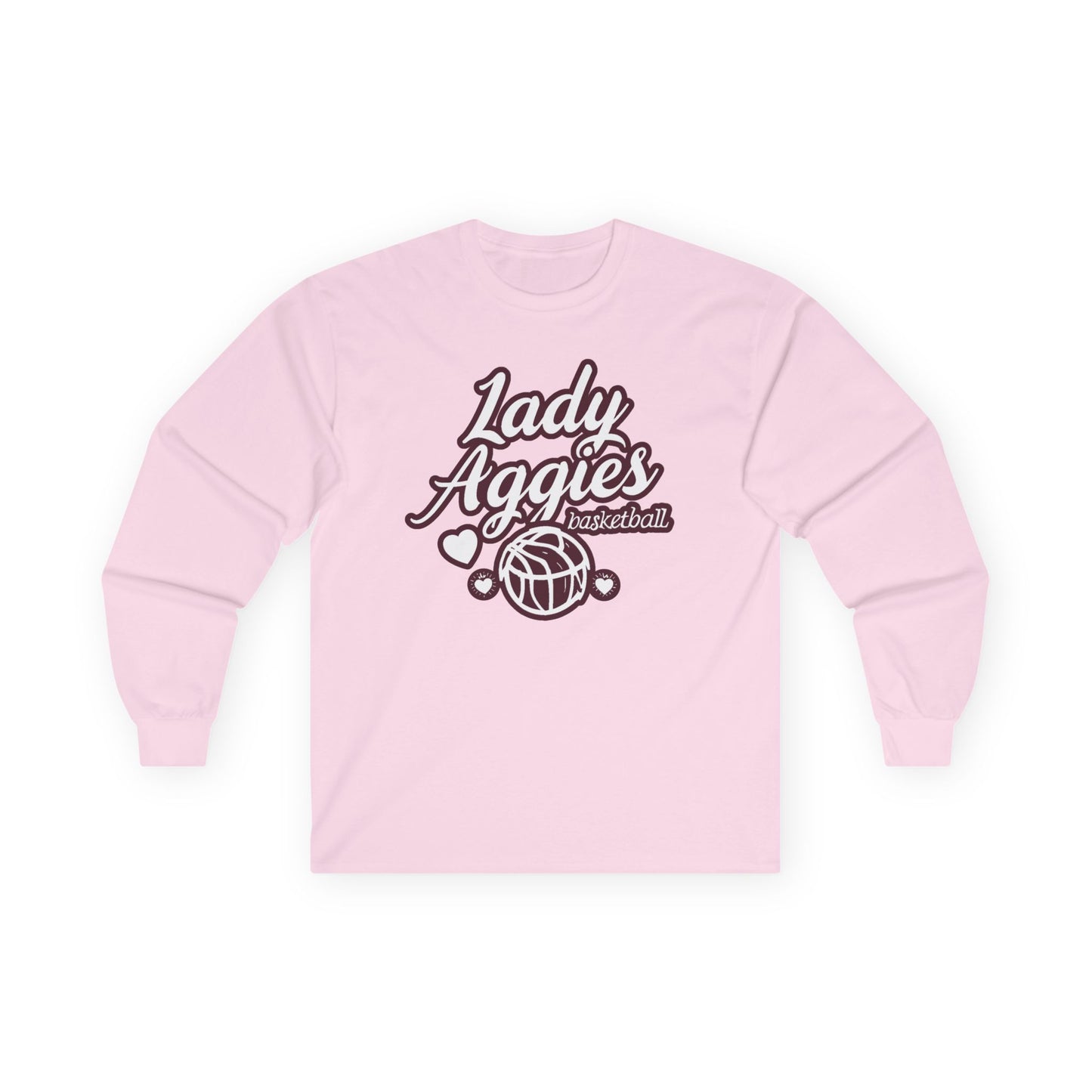 Adult Long Sleeve Tee \ Hamilton Aggies Basketball \ HABBG2