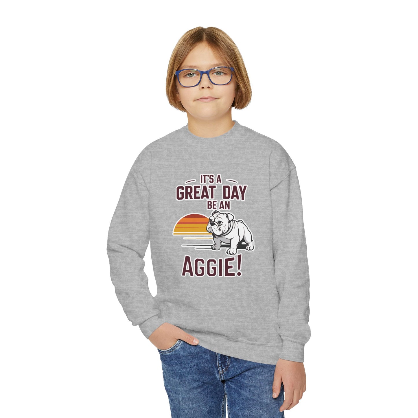 Youth Crewneck Sweatshirt \ It's a Great Day to be an Aggie! \ GDA3