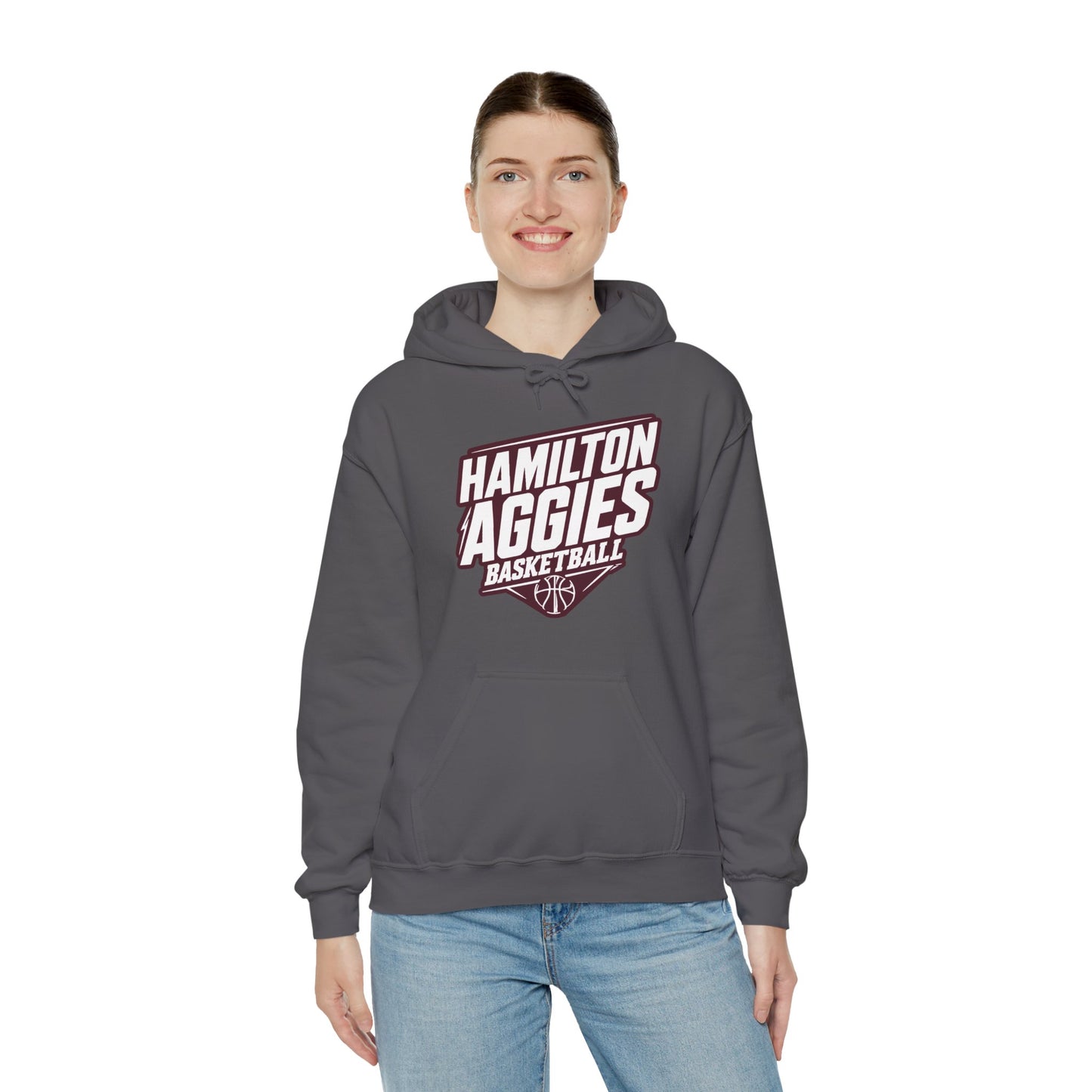 Adult Hoodie Sweatshirt \ Hamilton Aggies Basketball \ HABB2