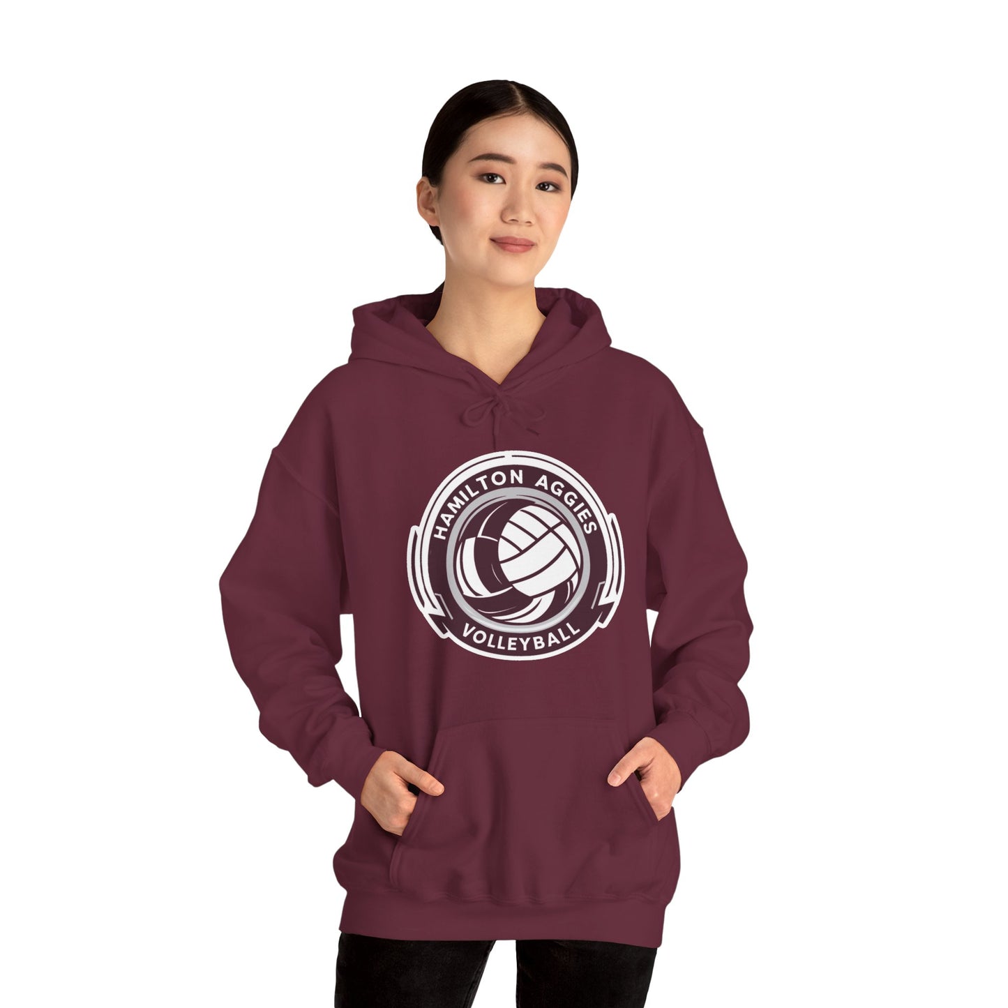 Adult Hoodie Sweatshirt \ Hamilton Aggies Volleyball \ HAV1
