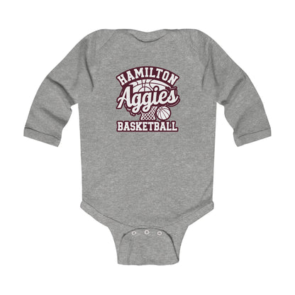 Long Sleeve Baby Bodysuit \ Hamilton Aggies Basketball \ HABBG1
