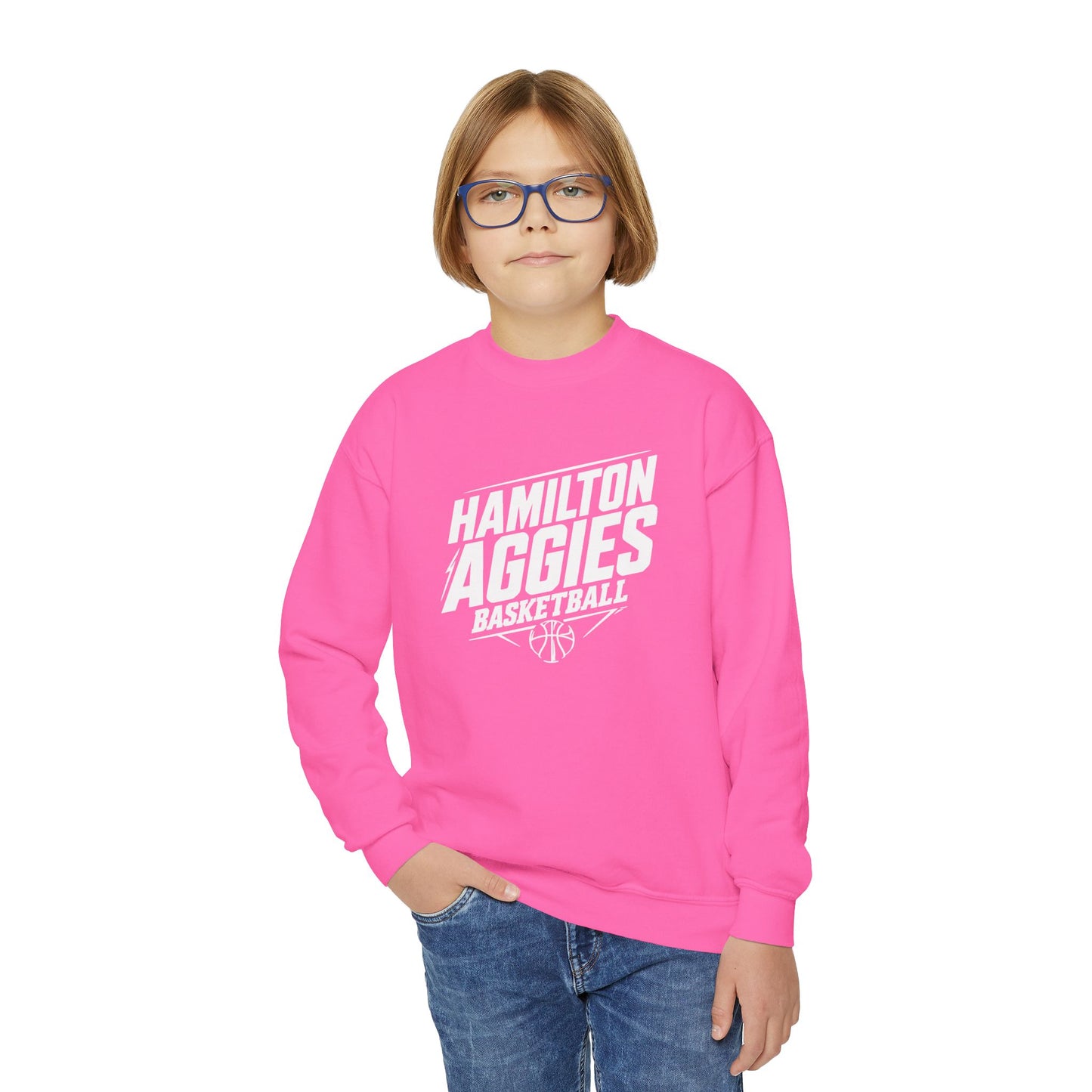 Youth Crewneck Sweatshirt \ Hamilton Aggies Basketball \ HABB2