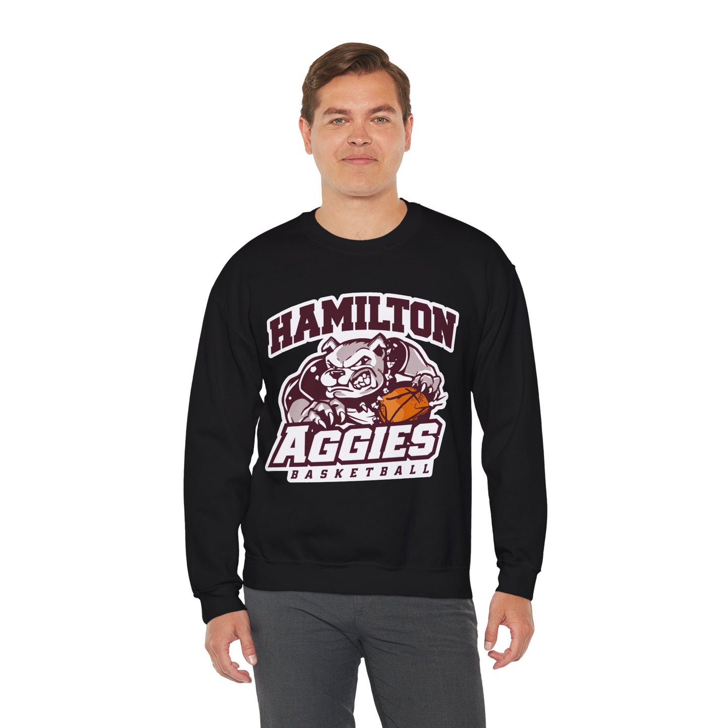 Adult Crewneck Sweatshirt \ Hamilton Aggies Basketball \ HABB1