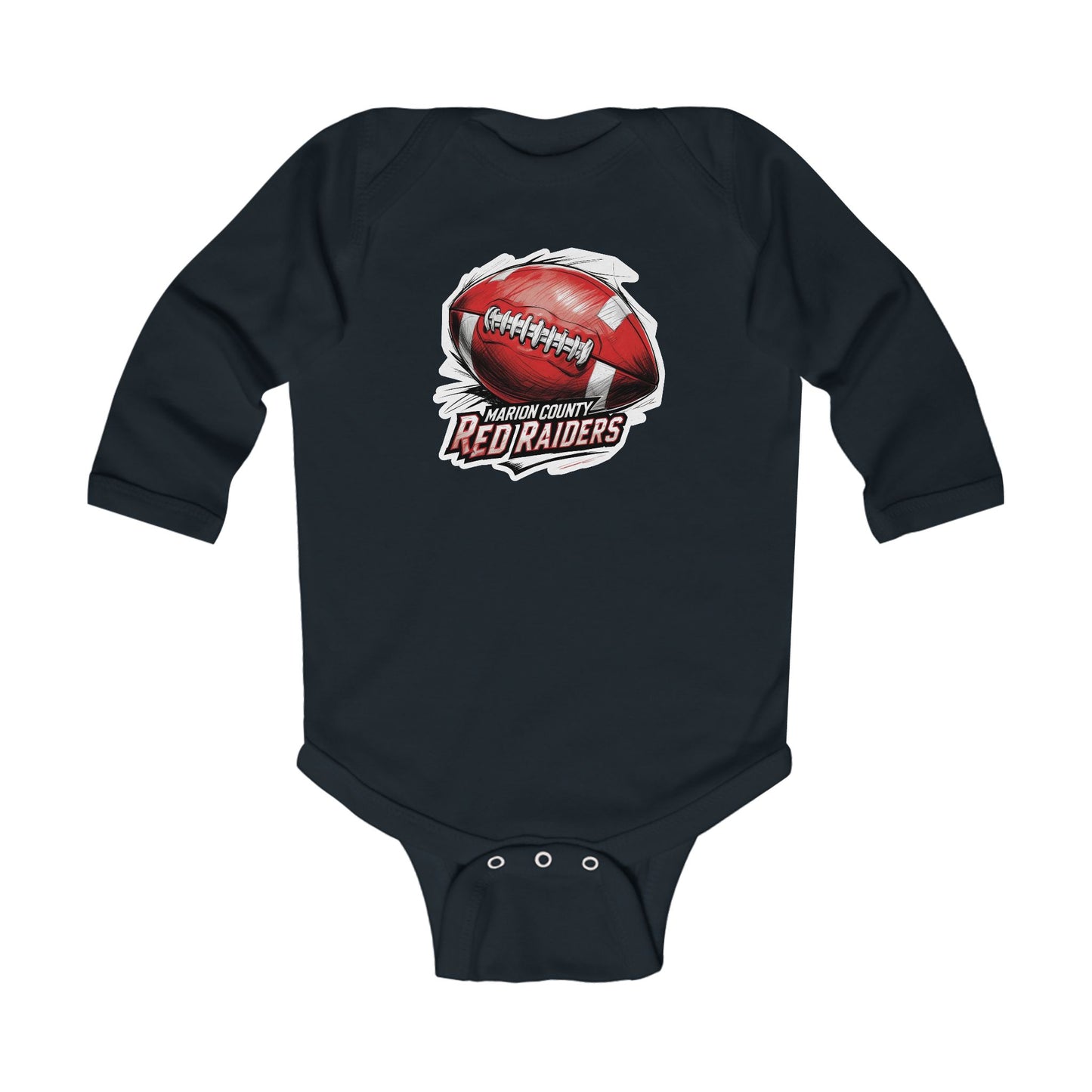 Long Sleeve Baby Bodysuit \ Marion County Red Raiders Football \ MCF1