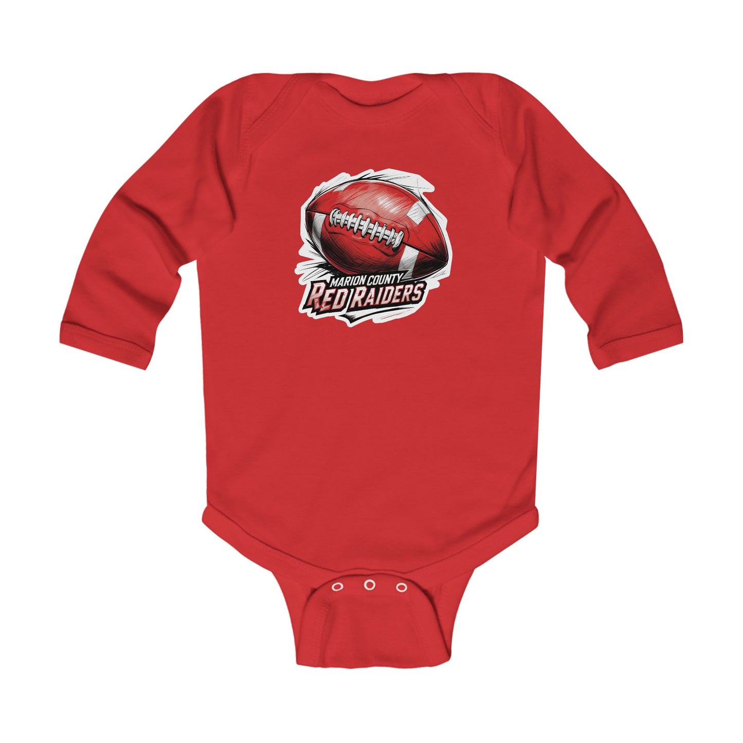 Long Sleeve Baby Bodysuit \ Marion County Red Raiders Football \ MCF1