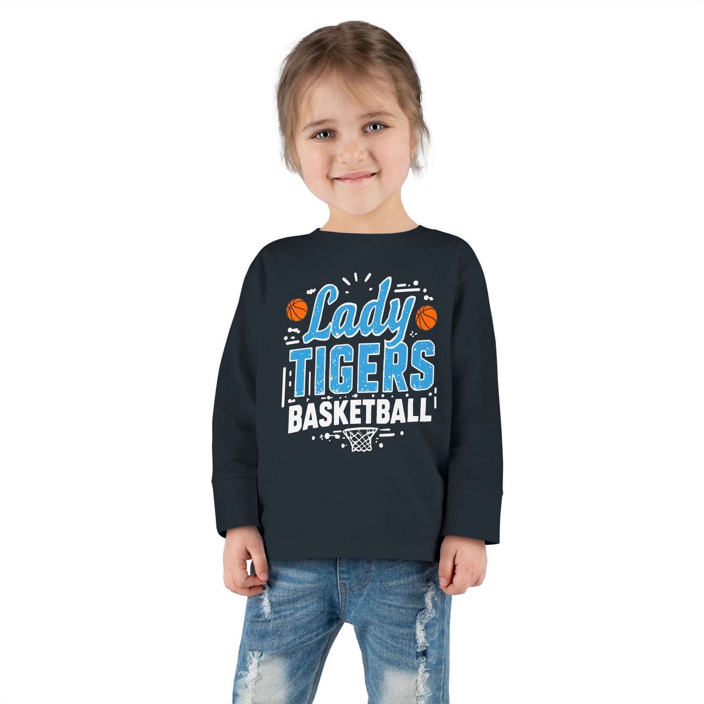 Toddler Long Sleeve Tee \ Brilliant Tigers Basketball \ BTBKG1