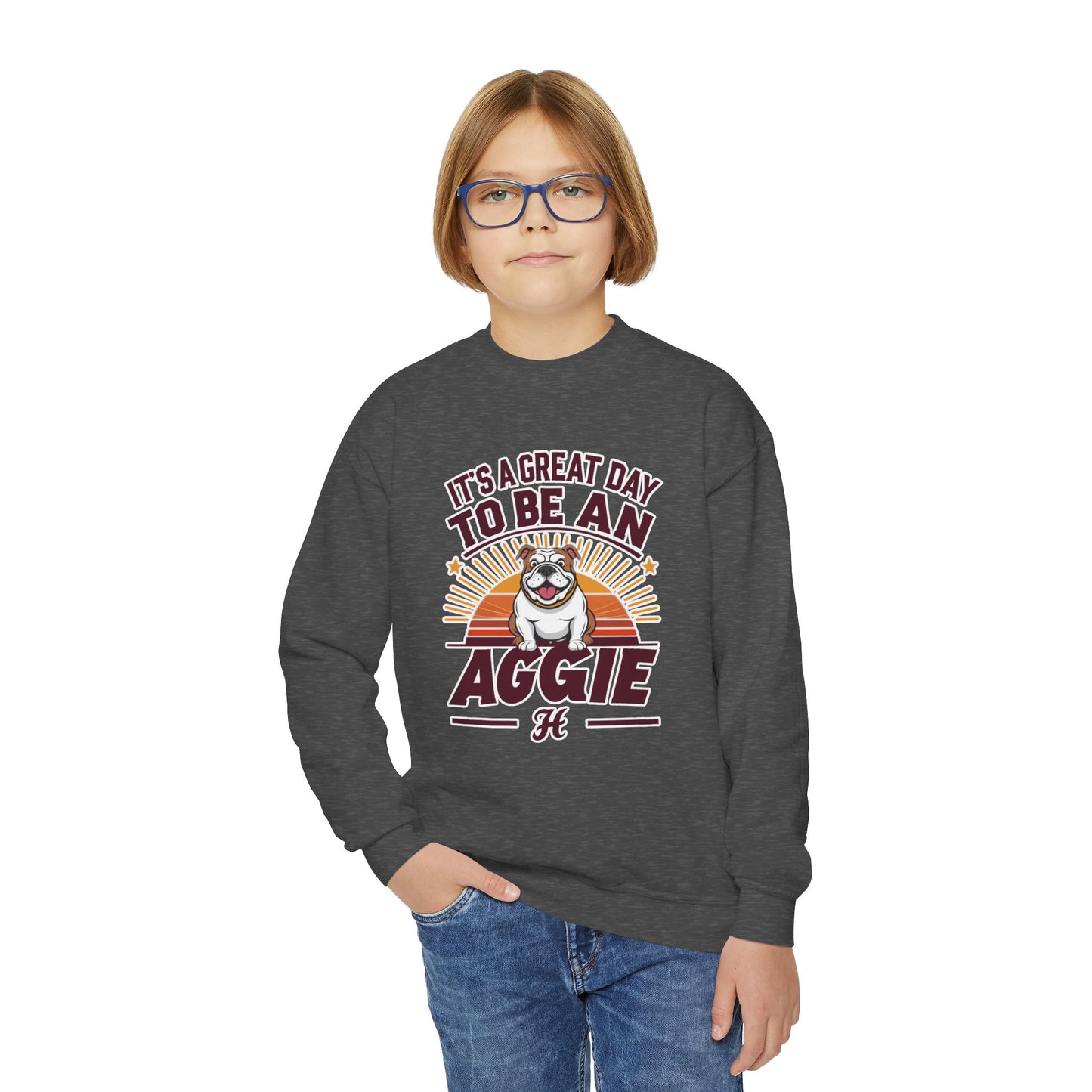 Youth Crewneck Sweatshirt \ It's a Great Day to be an Aggie! \ GDA2
