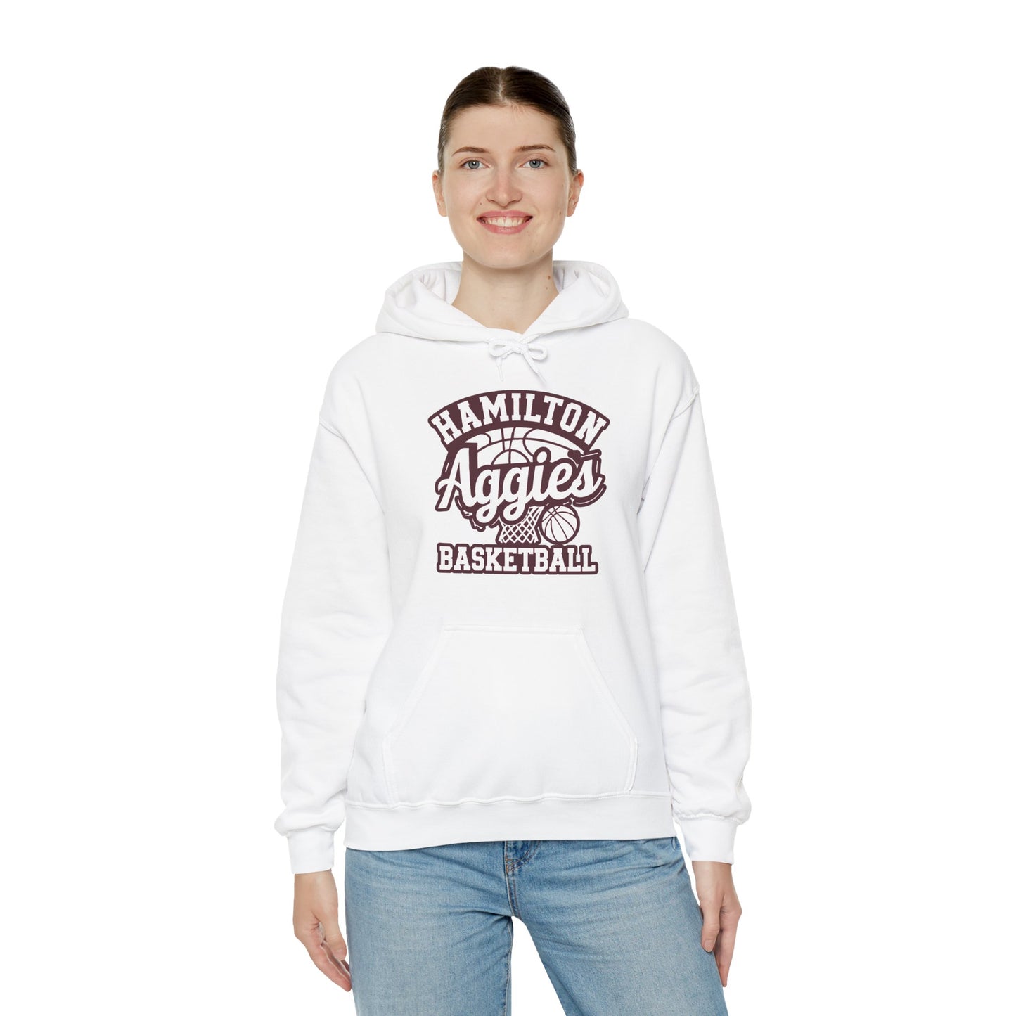 Adult Hoodie Sweatshirt \ Hamilton Aggies Basketball \ HABBG1