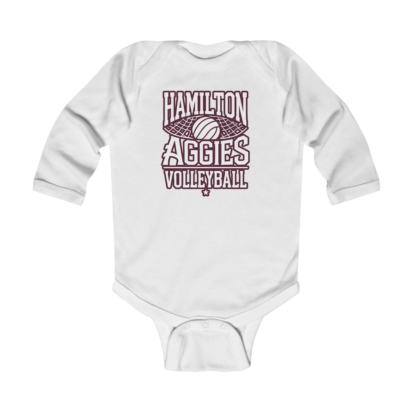 Long Sleeve Baby Bodysuit \ Hamilton Aggies Volleyball \ HAV2