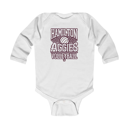 Long Sleeve Baby Bodysuit \ Hamilton Aggies Volleyball \ HAV2