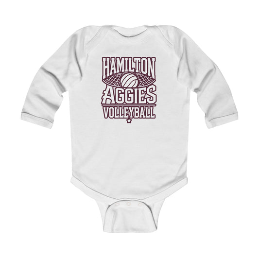 Long Sleeve Baby Bodysuit \ Hamilton Aggies Volleyball \ HAV2