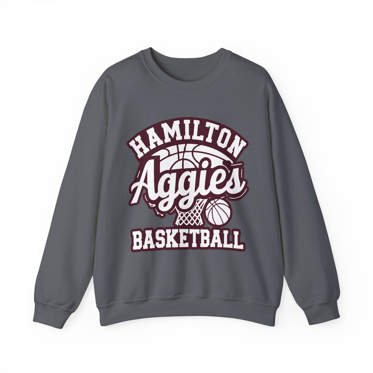 Adult Crewneck Sweatshirt \ Hamilton Aggies Basketball \ HABKG1