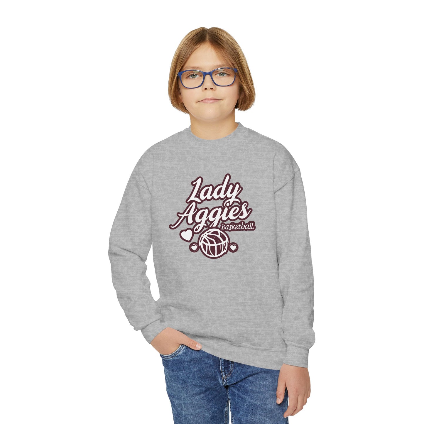 Youth Crewneck Sweatshirt \ Hamilton Aggies Basketball \ HABBG2