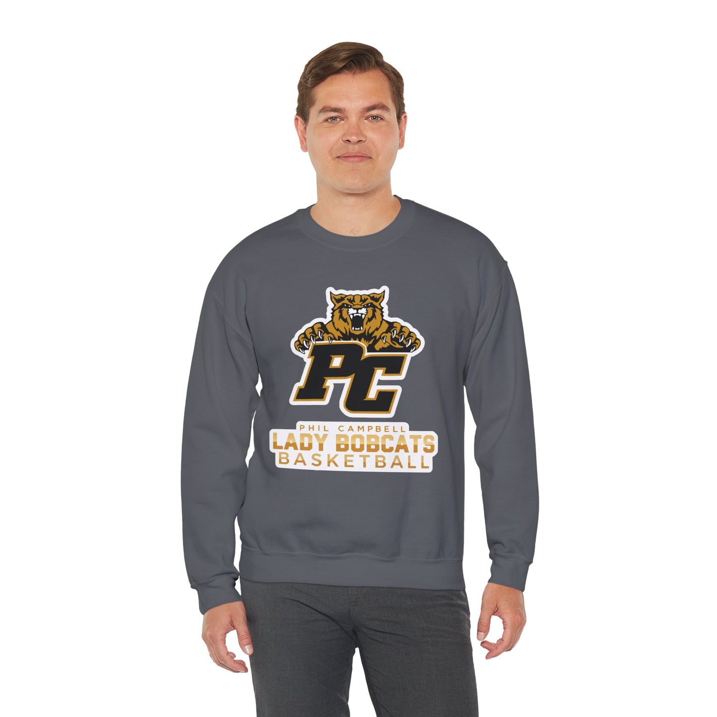 Adult Crewneck Sweatshirt \ Phil Campbell Bobcats Basketball \ PCBBKG1