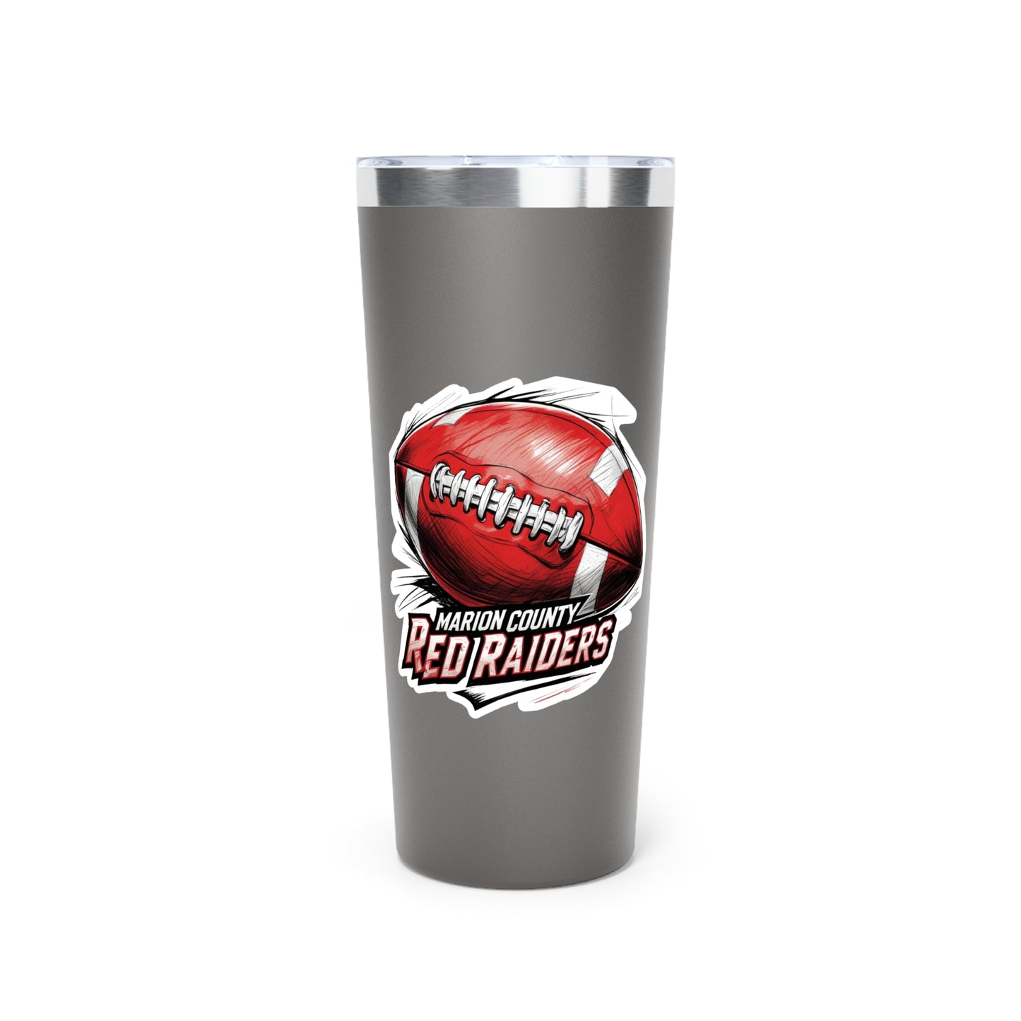 22oz Copper Insulated Tumbler \ Marion County Red Raiders Football \ MCF1