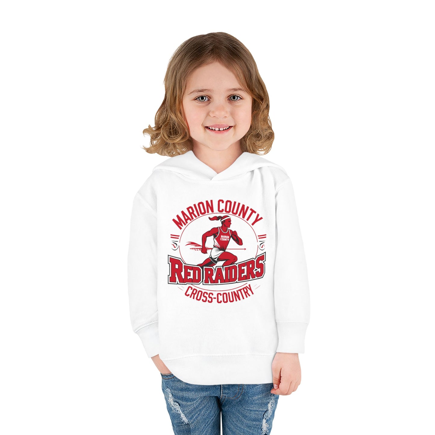 Toddler Hoodie Sweatshirt \ Marion County Red Raiders Cross-Country \ MCCC2