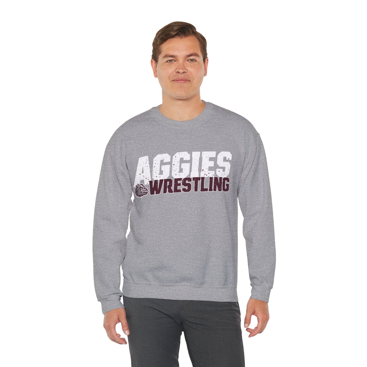Adult Crewneck Sweatshirt \ Hamilton Aggies Wrestling \ HAW3