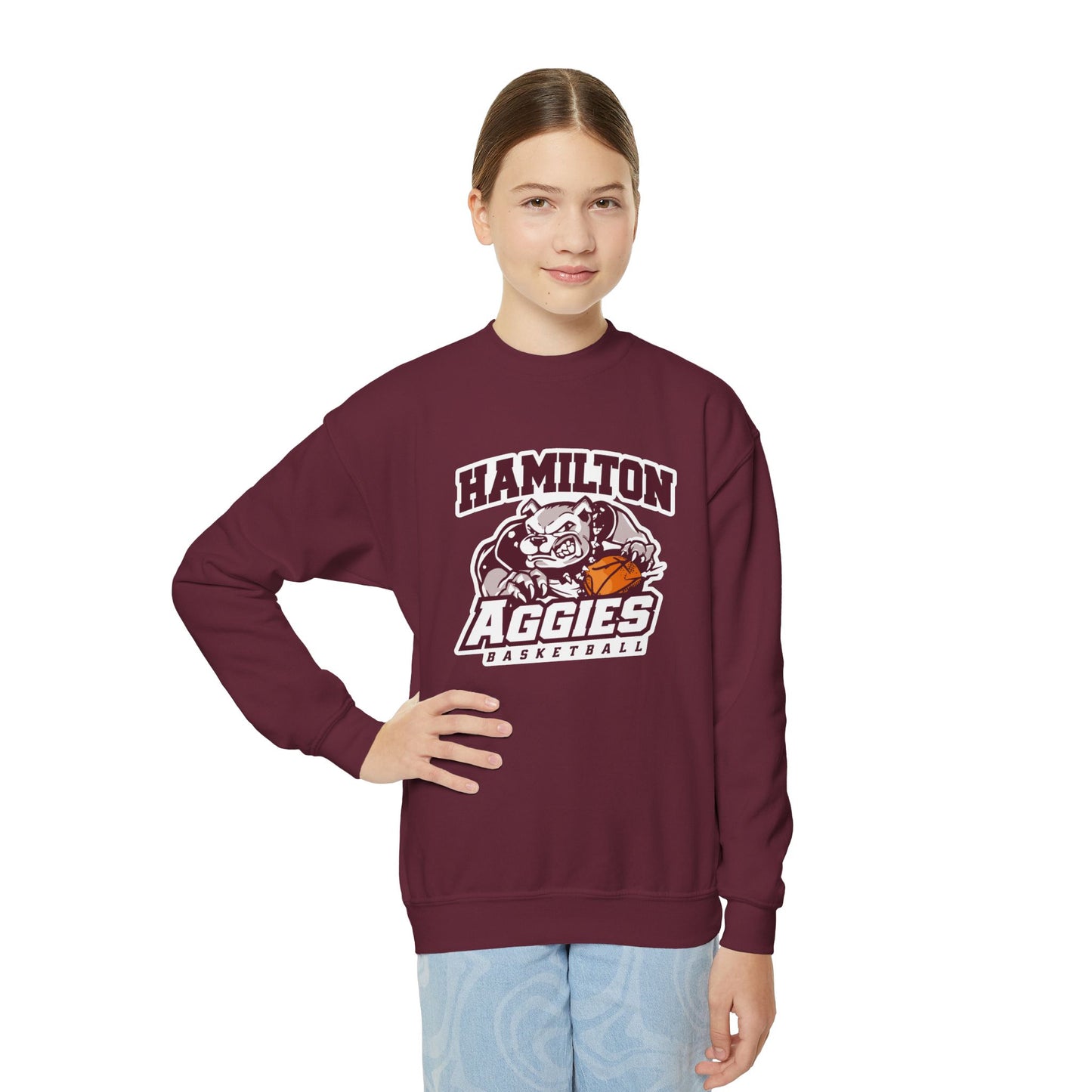 Youth Crewneck Sweatshirt \ Hamilton Aggies Basketball \ HABB1
