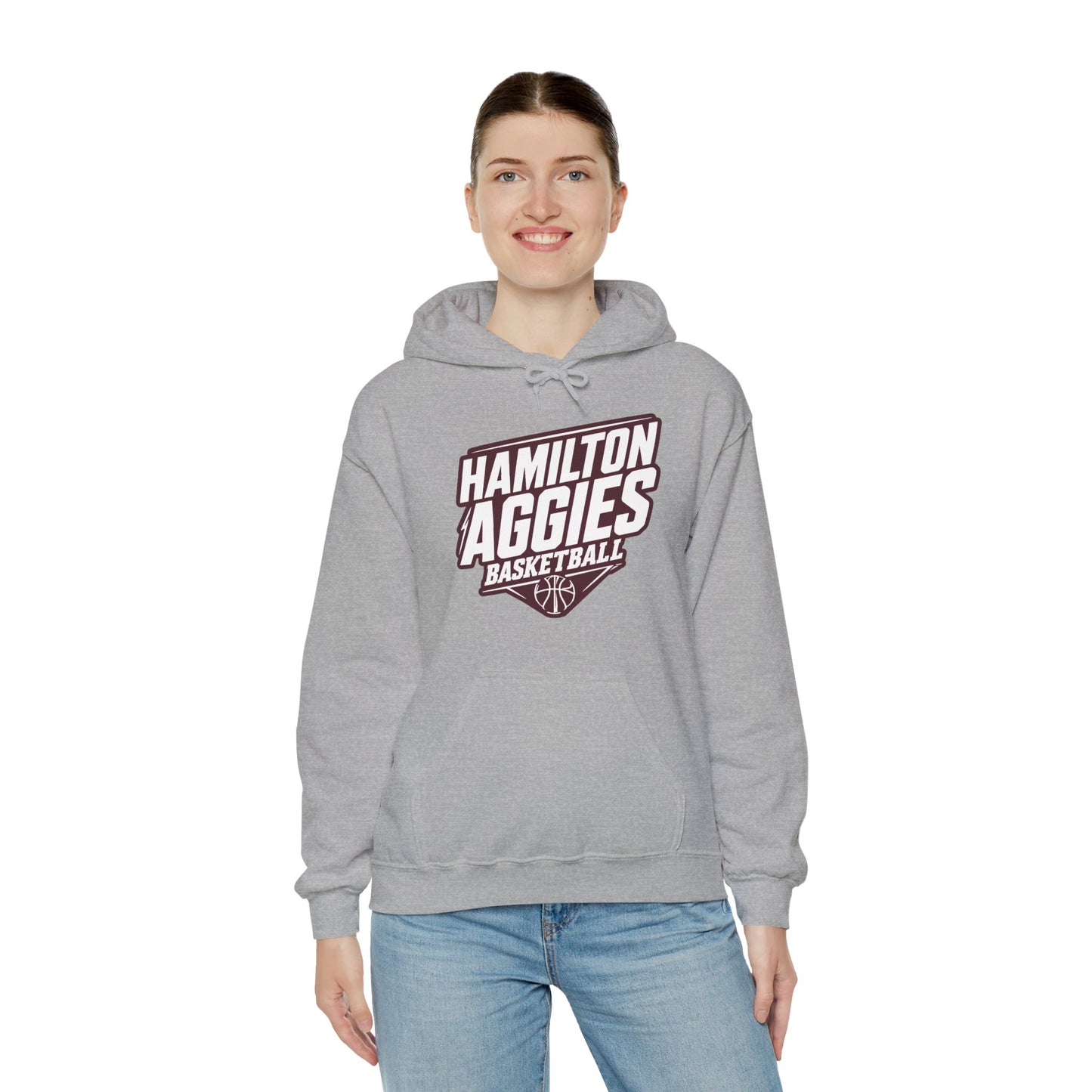 Adult Hoodie Sweatshirt \ Hamilton Aggies Basketball \ HABB2