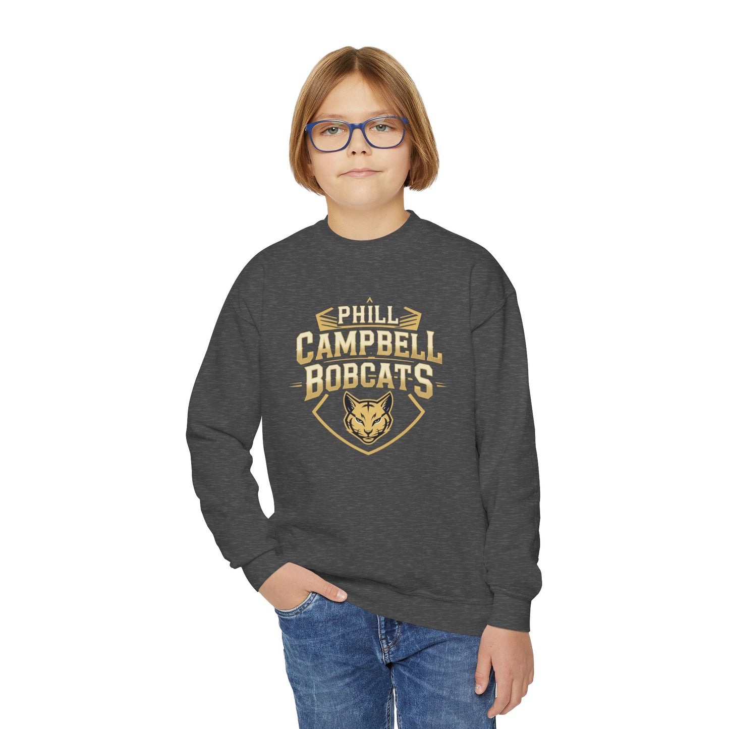 Youth Crewneck Sweatshirt \ Phill Campbell Bobcats \ PCB1