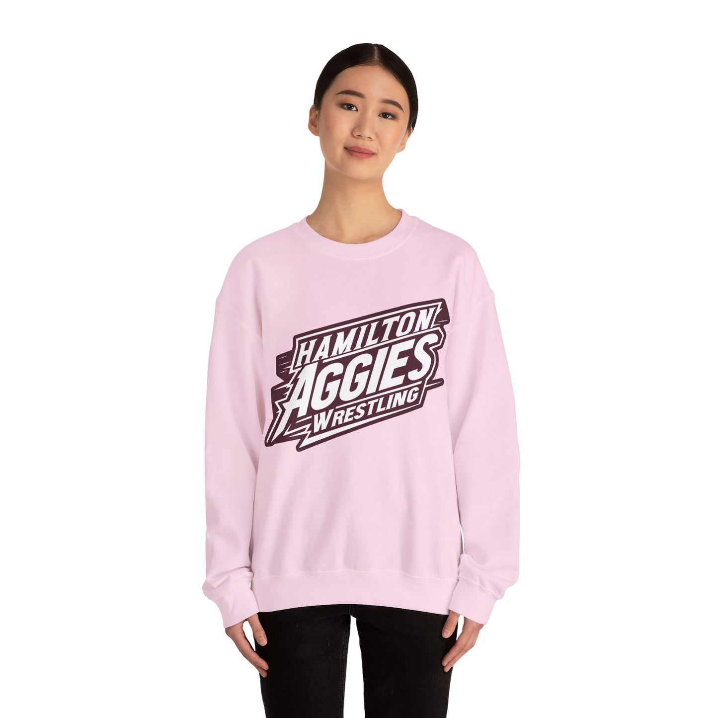 Adult Crewneck Sweatshirt \ Hamilton Aggies Wrestling \ HAW1