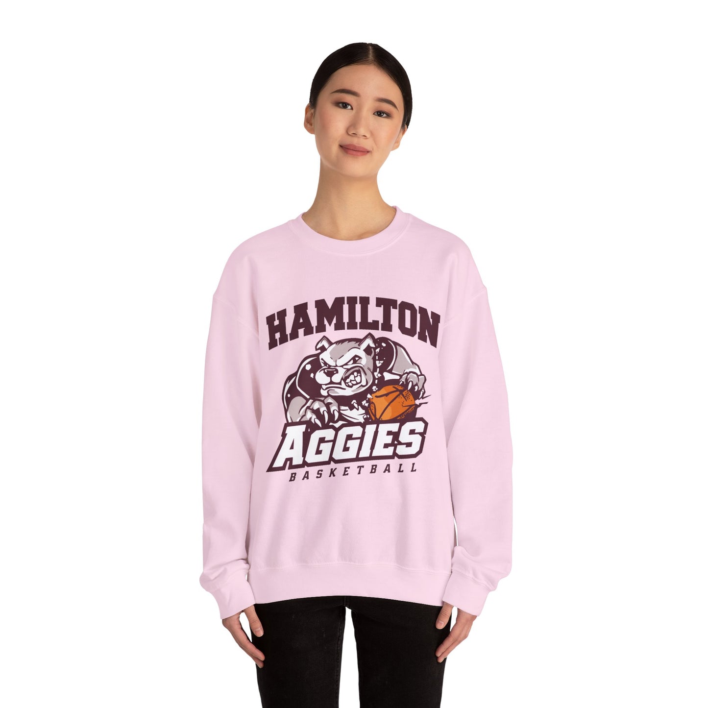 Adult Crewneck Sweatshirt \ Hamilton Aggies Basketball \ HABB1