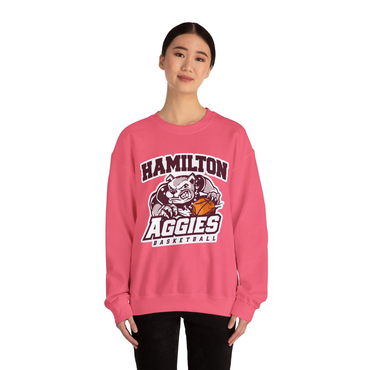 Adult Crewneck Sweatshirt \ Hamilton Aggies Basketball \ HABK1