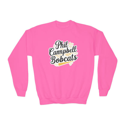 Youth Crewneck Sweatshirt — "Phil Campbell Bobcats" School Spirit Pullover