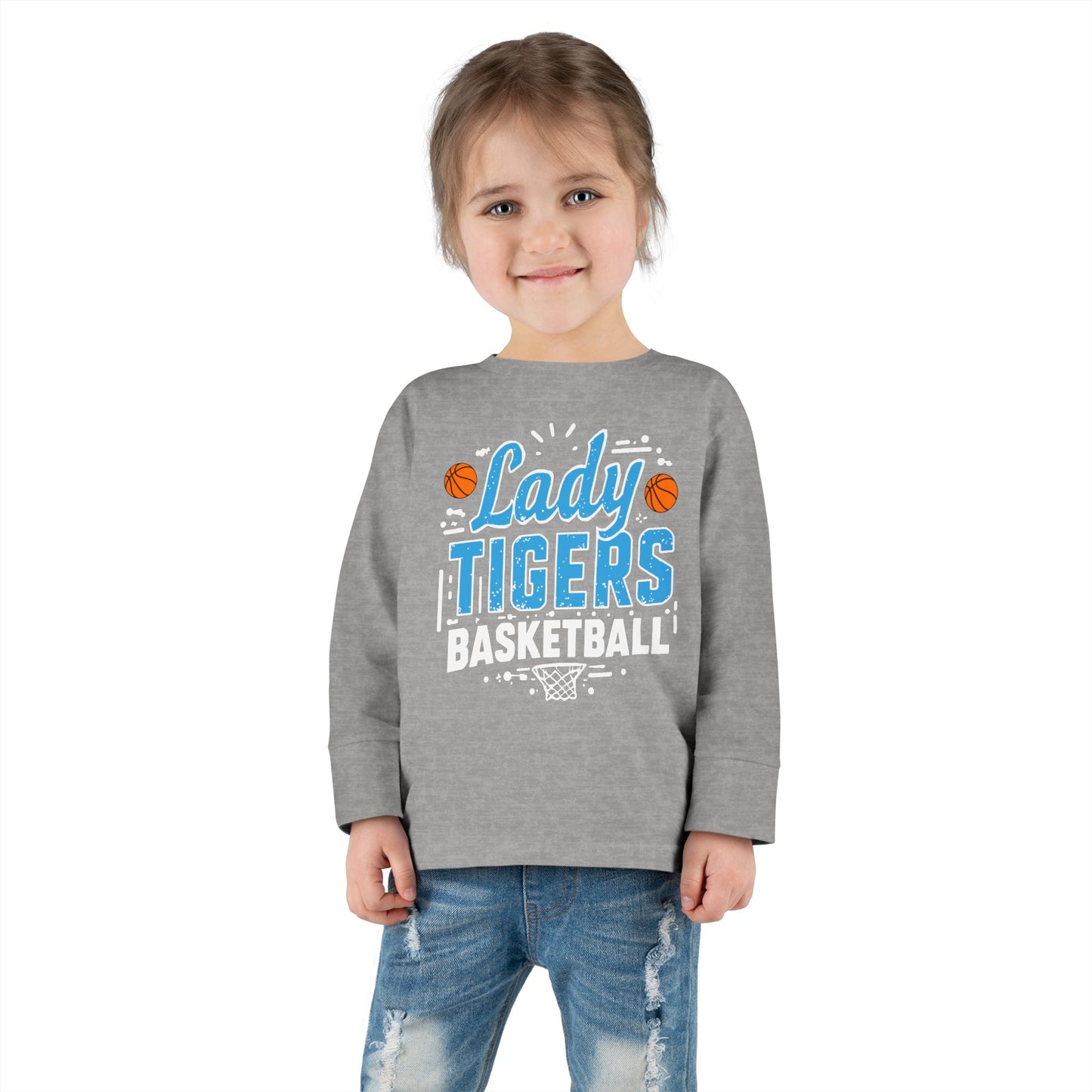 Toddler Long Sleeve Tee \ Brilliant Tigers Basketball \ BTBKG1