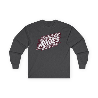 Adult Long Sleeve Tee \ Hamilton Aggies Wrestling \ HAW1