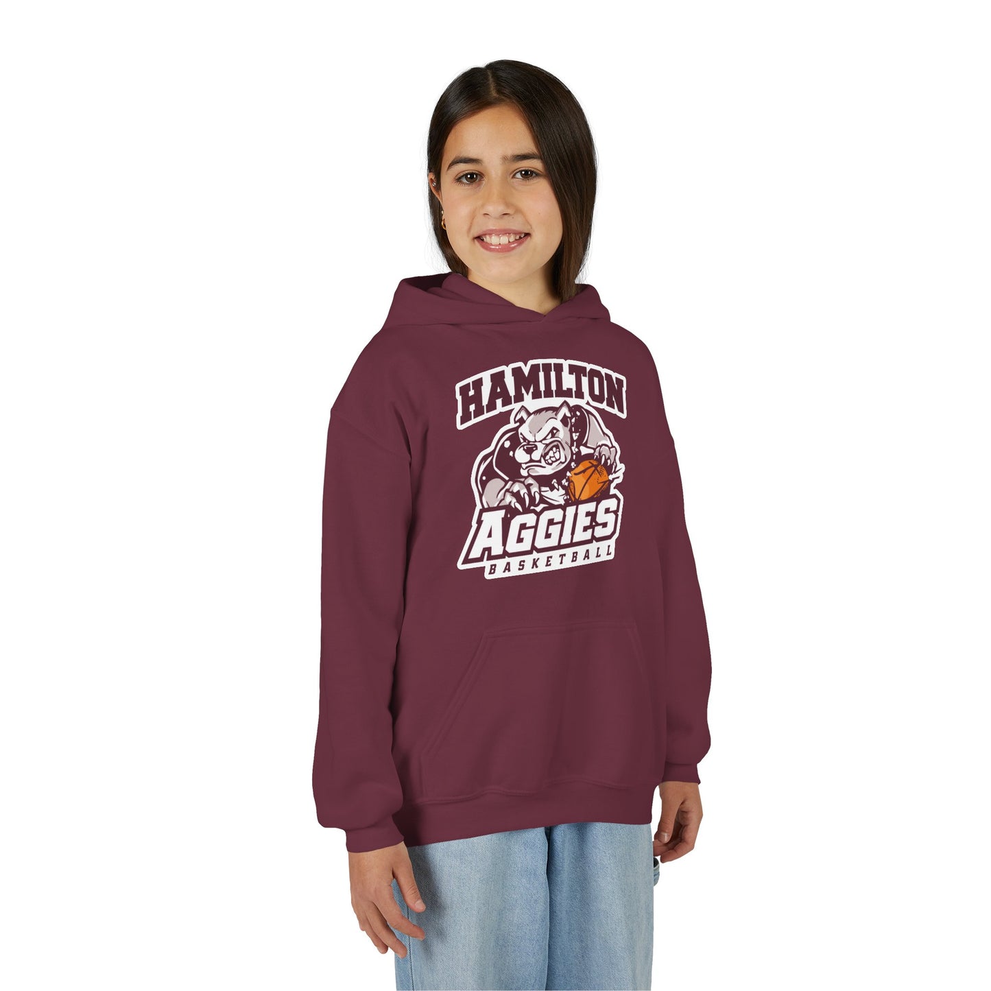 Youth Hoodie Sweatshirt \ Hamilton Aggies Basketball \ HABB1