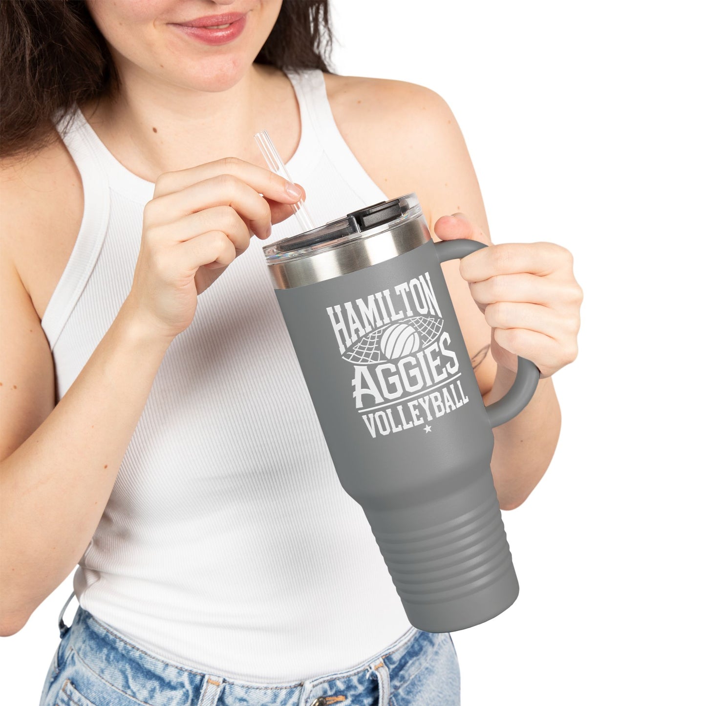 40oz Insulated Tumbler \ Hamilton Aggies Volleyball \ HAV2