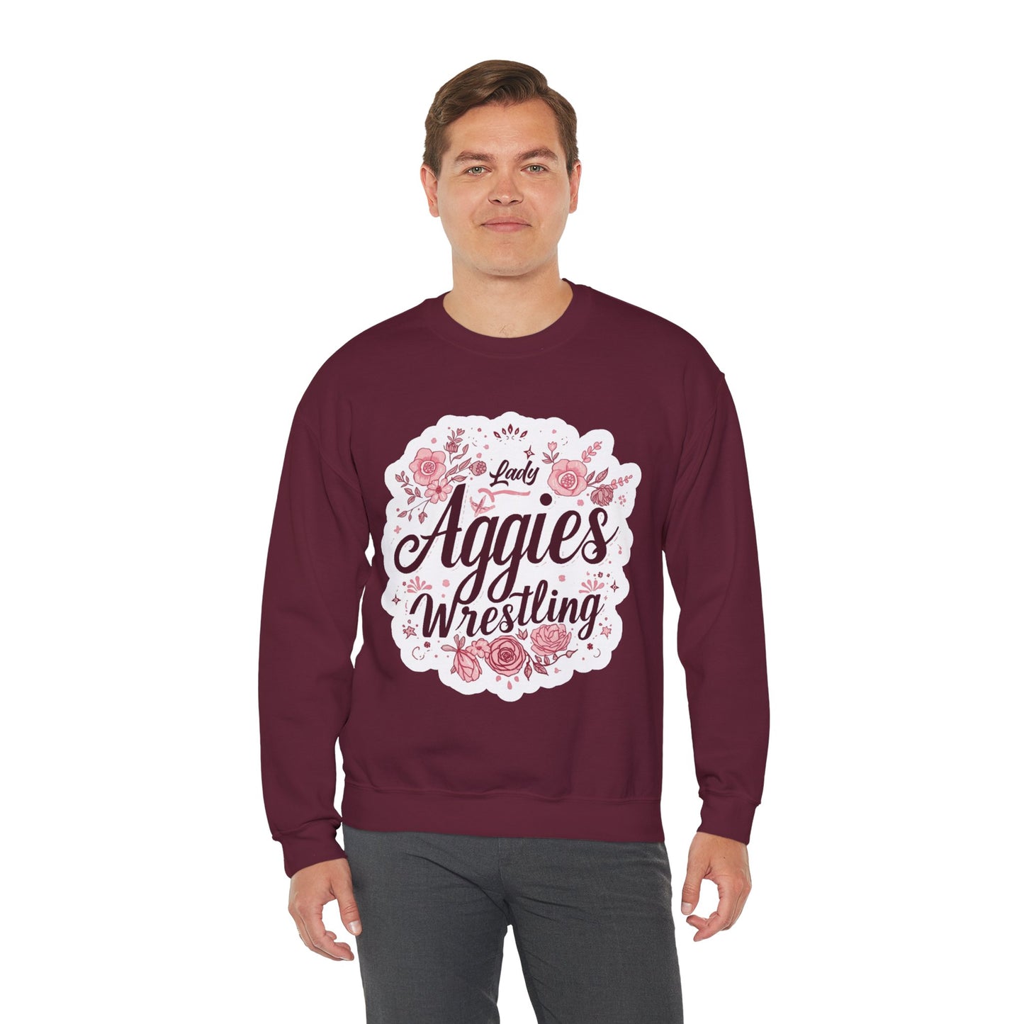 Adult Crewneck Sweatshirt \ Hamilton Aggies Wrestling \ HAWG1